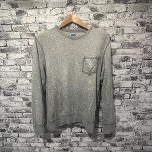 EUC J.Crew Men's Pullover Washed Grey Pocket Crew French Terry Size Medium